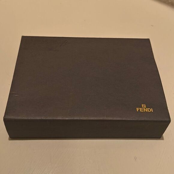 Fendi 6x4.5 Flap Top Lid Gift Box Black Gold Logo Luxury Display Storage - Picture 1 of 11